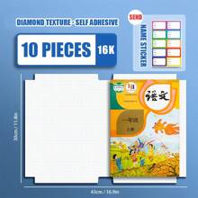 10 piezas Funda de libro transparente con diamante Funda de libro gruesa para estudiantes Funda protectora a prueba de agua y antifouling para libros extracurriculares, libros de cómics Recomendado por el maestro de la escuela, de vuelta a la escuela, útiles escolares
