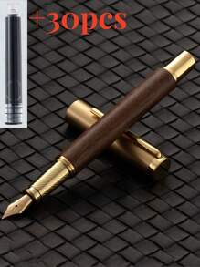 [Custom Order] Providing 1pc High-Quality Customized Product, Heavy Metal Feeling, Electroplated Brass Clip, Wooden Pen Barrel, Brass Cap, 0.5mm Nib Fountain Pen, With 1pc Gift Box Pocket Clip - Smooth Writing, Refillable Medium Nib, Comes With 2pcs Refill Cartridges, Elegant Gift Box, Personalized Business Gift - Unique, Thoughtful Fountain Pen Gift Set For Colleagues, Friends, Family, Holidays Such As Christmas, Father's Day, Thanksgiving, Valentine's Day, Mother's Day, Teacher's Day Back To School
