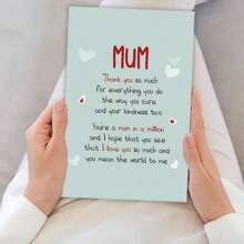 1 张真挚的母亲节贺卡，“你是我的整个世界”纸卡，带红色信封，感谢妈妈、奶奶或女儿，送给家庭的贴心礼物，温暖而感性的设计，俏皮的字体和红色爱心，非常适合在母亲节表达爱与感激