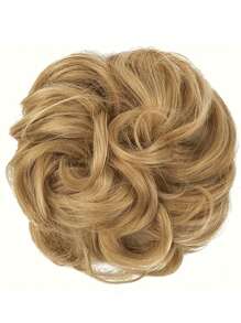 凌乱发髻假发，凌乱假发发片，弹力头带，卷发发髻凌乱发束 5 英寸波浪卷曲合成纤维适合日常佩戴 - 彩色 - 查看 16