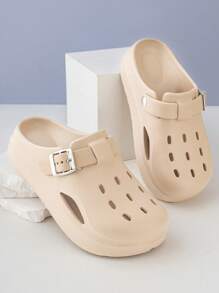 Sandali senza lacci traforati da donna, ciabatte estive antiscivolo per uso interno/esterno con sensazione soffice, nuovi stile 2026, infradito da spiaggia - Cachi - Visualizzare 3