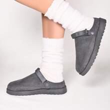 READY SALTED Women's Mules Comfortable Non-Slip Home Shoes Women's Warm Slippers Women's Fashion Solid Colour Strap Indoor Casual Shoes - Grey - View 1