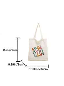 Bolso de lona estampado "Club de tías geniales" - Bolso de hombro de poliéster de moda para viajes, trayectos diarios y compras de comestibles reutilizables; Bolsa plegable de playa para vacaciones, regalo ideal para la tía