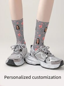 1 Pair Custom Face Socks, Custom Photo Sock, Custom Printed Socks, Personalized Funny Face Socks - Multicolor - View 3