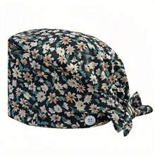 1 pieza Gorra de trabajo para mujer de poliéster con estampado geométrico, apta para médicos, enfermeras o trabajos de limpieza, práctica, antibacteriana y antipolvo, adecuada para primavera, verano, otoño e invierno