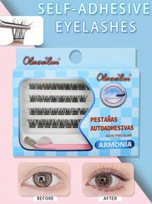 80 mechones, 4 filas, pestañas postizas de estilo cómico multicapas de curl D natural y gruesas con pinzas metálicas rosas, adecuadas para role-playing, actuaciones de baile, uso diario/fiesta