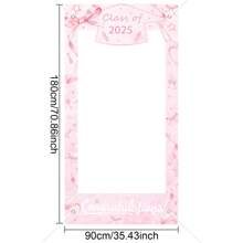 1Pc-Polyester-2025 Graduation Photo Booth Props Pink Bow Banner, Class Of 2025 Glitter Large Size Graduation Photo Booth Props, Graduation Party Favors Supplies Decorations For College 2025Graduates - Multicolor - View 3
