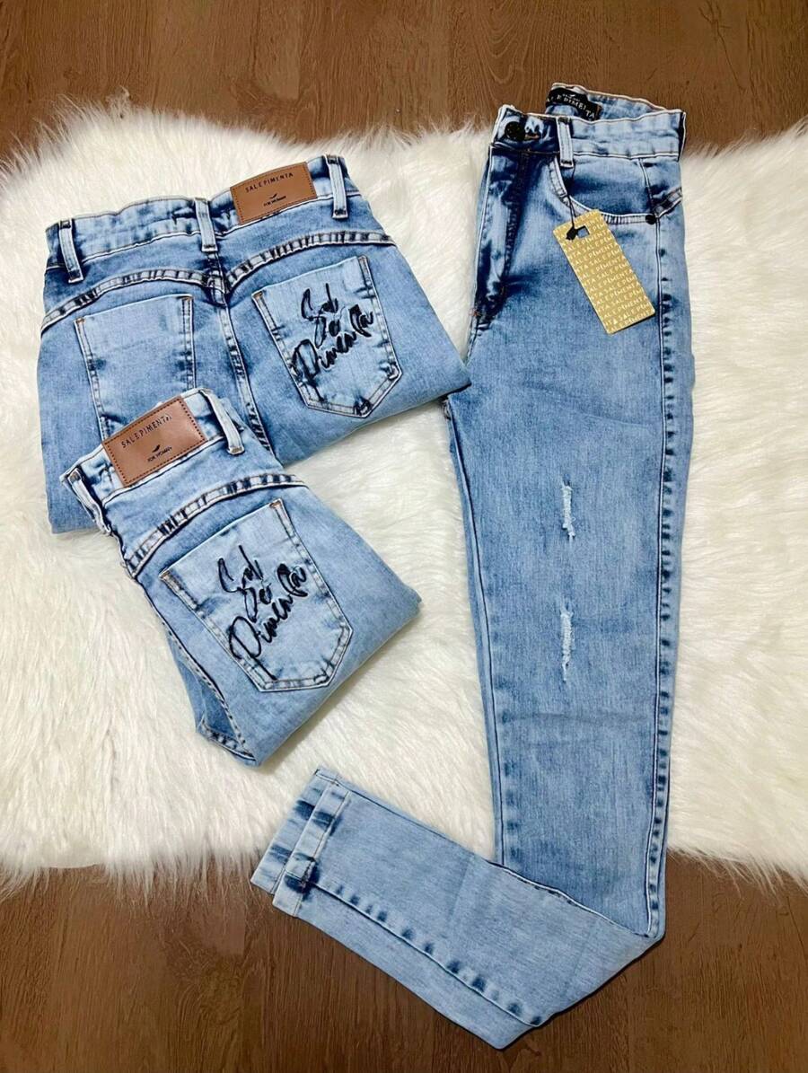 Salt And Pepper Premium Destroyed Embroidered Jeans - Light Wash - View 1