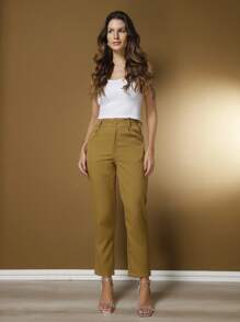 Women's Pants/Tailored Pants/Basic Pants/Elegant Pants/Skinny Pants/Blogger Pants/Fashion Pants - 獵人綠 - 查看 1