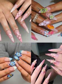 1pc Lily Flower Embossed Nail Art Carving Mold, Lotus Petal Pattern Design, DIY Nail Stamping Tool, Nail Art Supplies, Nail Tools, Nail Art Tools, Back To School, Nail Art, Nail Tools (Suitable For Press-On Nails) - Clear - View 3