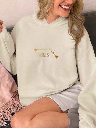 Sudadera con Gorro Hoodie Mujer Signo Zodiacal Constelaciones Zodiaco Horóscopo Aries