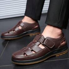 Men's Casual Outdoor Breathable Hollow Leather Sandals, Summer - Brown - View 2