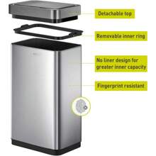 EKO Mirage X 80 litros / 21.1 galones Bote de basura con sensor de movimiento, acero inoxidable cepillado - 1 - Ver 3