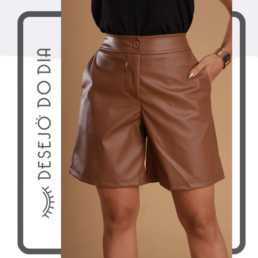 LEATHER BERMUDA SHORTS WITH ZIPPER AND FRONT BUTTON CLOSURE, , ELEGANCE AND COMFORT - 鏽棕色 - 查看 1