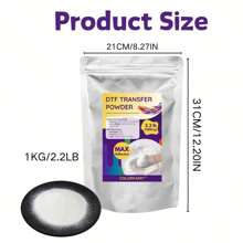 Colorfairy White TPU DTF Transfer Powder, 0.5kg/1kg - Medium Fine, Heat Press Adhesive For DIY T-Shirts, Fabric Crafts