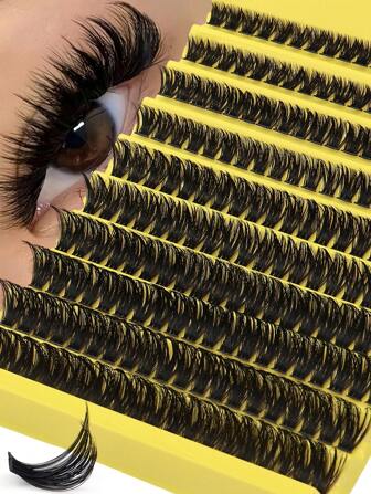 8-16mm Curl D DIY 200pcs Cluster Eye Lashes, 80D Extensions Fluffy Volumized Individual False Eyelashes, Faux Mink Lashes, Resuablelash Clusters,Eyelash Clusters,Individual Eyelashes,Lashes,Fake Lashes