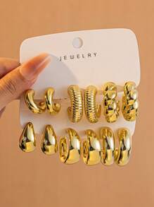 6-12 pièces/set Boucles d'oreilles personnalisées CCB de couleur or à la mode et décontractées