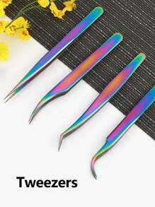 Eyelash Extension Tweezers Makeup Stainless Steel Eyelash 3D Accurate Clip - Multicolor - View 4