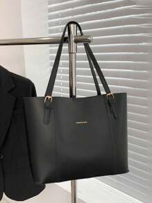 Fashion Solid Color Large Capacity Shoulder Tote Bag