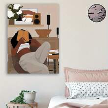 1 Pc Retro Geometric Posters For Valentine's Day Easter Home Room Decor Wooden Framed Canvas Painting -  Thickness 2.25cm/0.9inch,Home Gift Decoration, Room Decoration Aesthetic, Wall Decoration Art, Perfect Gift, Autumn And Winter Wall Decoration, Living Room Decoration, Bedroom Decoration, Kitchen Decoration, Entry Decoration, Bathroom Decoration, Direct Wall Painting, High Quality Wall Painting Poster