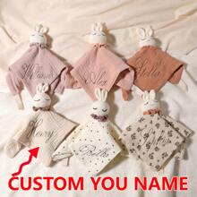 1pc Customized Embroidered Name Baby Comforter Blanket, Baby Gift For Boys And Girls,Multi-Functional,Ornamental,Letter,Stylish,Modern,Colorful,Cute,Adorable,Casual,Custom,Personalised,Unique,Customized,Ideal Gifts For Him,Ideal Gifts For Her, Essential For Newborns - Multicolor - View 1