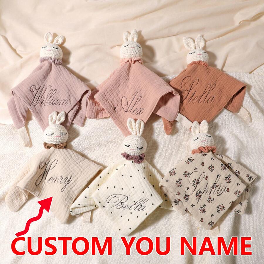1pc Customized Embroidered Name Baby Comforter Blanket, Baby Gift For Boys And Girls,Multi-Functional,Ornamental,Letter,Stylish,Modern,Colorful,Cute,Adorable,Casual,Custom,Personalised,Unique,Customized,Ideal Gifts For Him,Ideal Gifts For Her, Essential For Newborns - Multicolor - View 1
