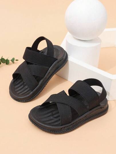 婴儿平底松紧带凉鞋，防滑沙滩鞋