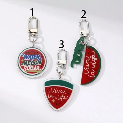 2d Shining Twinkling Watermelon Keychain Unisex Viva La Vida Acrylic Pendant Keyrings Accessories Key Chains