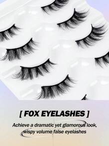 MAGEFY 5 Pares de pestañas postizas medias de zorro natural, cortas y mini, super cortas, media pestaña con extremos alargados, de apariencia natural y rizada, reutilizables e ideales para uso diario de chicas/mujeres. Pestañas manga esponjosas y delgadas para uso cotidiano, esenciales de viaje, cola de ojos alargada.