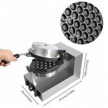 kangten Commercial Waffle Maker Non-Stick Round Single Plate Waffle Making Machine - 銀色 - 查看 3