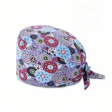 1 pieza Gorra de trabajo con estampado digital para mujeres/Gorra de enfermera, antibacteriana y antipolvo, adecuada para enfermeras, profesionales de belleza, amas de casa y personal de limpieza en instituciones médicas