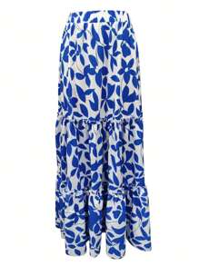 Women's Allover Print Pleated Elastic Waist Casual Mini Skirt