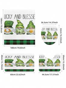 1pc St. Patrick's Day Spring Gnome Pattern Shower Curtain Set, Waterproof Polyester Fabric, Machine Washable, Top Hooks Included, For Bathroom Decoration, Home Decor Fall Decor Bathroom Accessories Back To School