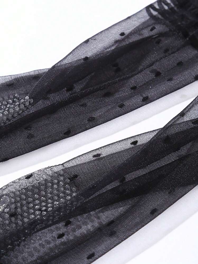 1 Pair Women's Super Thin Silk Stockings, Skin-Friendly Seamless Socks With Anti-Slip Silicone On Sole, Black Color, Summer - Black - View 3