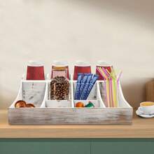 kangten Wood Spice Rack Kitchen Organizer Spice Organizer With 9 Compartments Seasoning Holder Salt Organizer - White - View 2