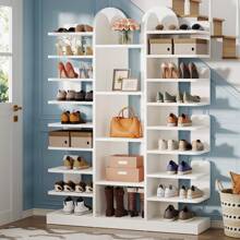 LITTLE TREE 13-Tier Shoe Rack, Freestanding Tall White Shoe Shelf, Modern White Shoe Organizer Shoe Storage Cabinet For Entryway Living Room - trắng - Xem 4