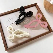 3pcs Plus Size Solid Color Hair Claw Clips With Bow, High Ponytail Bun Maker, Versatile & Suits All,Hair Accessories,Hair Jaw Clip,Hair Clutch Fall Winter Hair Clip For Vacation Outfits Woman - Multicolor - View 13
