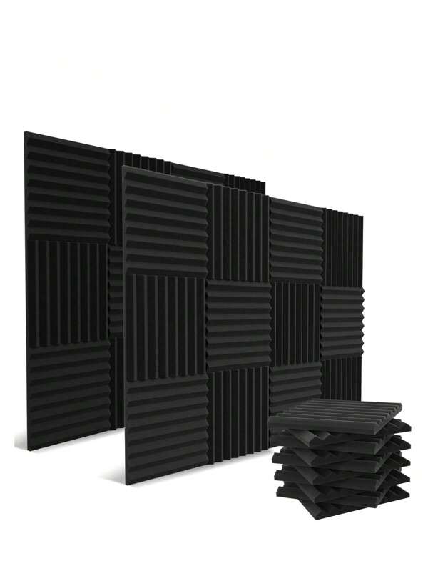 10/20 pièces Panneaux de mousse acoustique, 1" X 12" X 12" Panneaux de mousse anti-bruit pour murs, panneaux en coin haute densité pour insonorisation de studio - résistant au feu et absorbant le bruit pour studio, bureau, maison