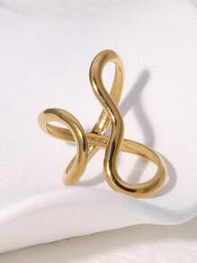 不锈钢金色戒指男女通用 2024 年不褪色流行派对个性夸张饰品珠宝礼品、女士日常派对配饰、时尚珠宝、最佳朋友礼物 - 彩色 - 查看 4