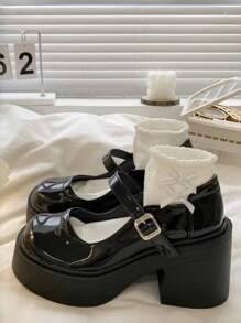 White Fairy Style Mary Jane Flats, Summer 2024 New Versatile Retro Short Height Increasing Shoes, Match Dresses