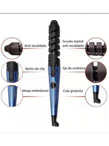 Kit Combo Plancha De Cabello Rizador Con Peine Nano Titanium - Azul - Ver 4