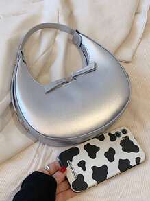 Women's Underarm Crocodile Embossed Baguette Bag, Unique Design, & Versatile - Silver - View 5