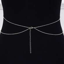 1pc Gold And Silver European And American Accessories Women's Double-Layer Fashionable Alloy Electroplated Body Chain Integrated Chain Body Chain Jewelry Sexy Lingerie Accessories