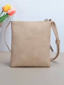 תיקי Crossbody מזדמנים חדשים תיקי כתף דש מעור Pu מוצק תיקי מעצבים וארנקים לנשים - חאקי - ראה 5