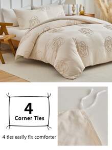 Set de funda nórdica de 2/3 piezas de terciopelo de poliéster con patrón de rosa kaki, juego de ropa de cama de estilo campestre moderno adecuado para todas las estaciones (1 funda nórdica + 1/2 fundas de almohada)