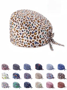 1 pieza Gorra de trabajo con estampado digital para mujeres/Gorra de enfermera, antibacteriana y antipolvo, adecuada para enfermeras, profesionales de belleza, amas de casa y personal de limpieza en instituciones médicas