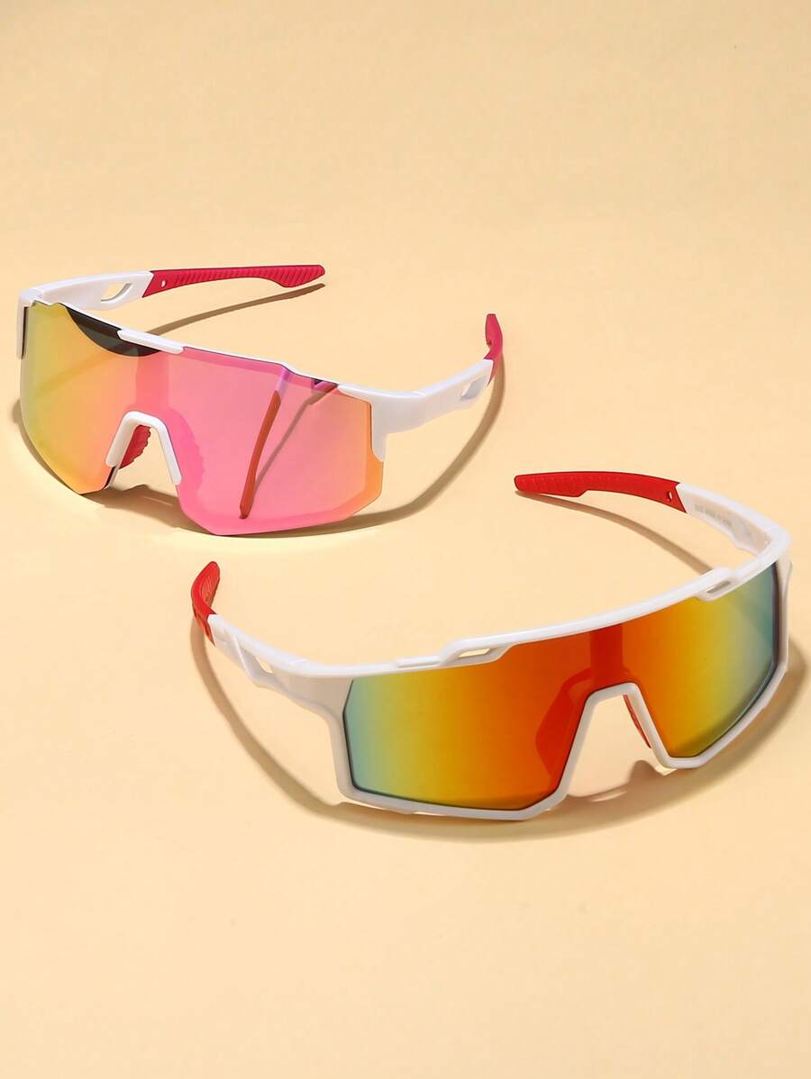 2pcs Y2K Style Plastic Sports Cycling Wrap-Around Fashion Glasses For Women, Suitable For Daily Wear, Photography, Shopping, Cycling, Skiing And Other Occasions For Summer Beach Vacation,Outdoor,Travel