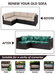 1 Vỏ bọc ghế sofa ngoài trời họa tiết lá, Vỏ bọc ghế sofa bằng polyester co giãn có thể tháo rời, dùng cho sân hiên, sân thượng, ghế sofa sân vườn - Nhiều màu - Xem 5