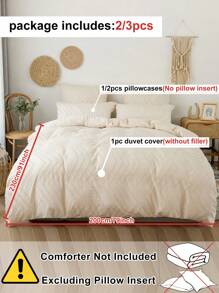 2/3-teiliges milchweißes, wellenförmig gestreiftes Plüsch-Bettbezug-Set, minimalistisch-bohemianischer Stil Bettwäsche-Set geeignet für alle Jahreszeiten (1 Bettbezug + 1/2 Kissenbezüge)