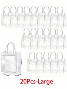 20 个带手柄的大号透明礼品袋，重型可重复使用透明 PVC 礼品袋，带手柄，派对，婚礼回礼，购物袋透明礼品袋，情人节礼品包装袋，婚礼派对礼品袋，花袋，母亲节礼物，礼物，新娘送礼会，毕业季礼物（7.87 英寸 X 7.87 英寸 X 3.15 英寸） - 彩色 - 查看 10